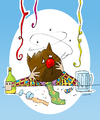 Cartoon: einen KATER haben (small) by droigks tagged alkohol,party,neujahr,silvester,droigks,feier,brummschaedel,kopfschmerz,sauferei,besoffen,katerstimmung