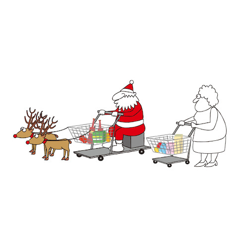 Cartoon: christmas shopping (medium) by joruju piroshiki tagged santa,christmas,shopping,supermarket,santa,christmas,shopping,supermarket