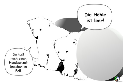 Cartoon: Wunder der Osterhöhle (medium) by user unknown tagged ostern,höhle,osterhöhle,eisbär,knochen,leer,stein