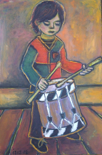 Cartoon: Little Drummer Boy (medium) by iris lydia tagged boy,junge,kind,basel,musik,music,fasnacht,carnival,trommeln,trommel,drumming,drum