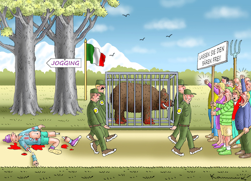 Cartoon: ITALIENISCHER PROBLEMBÄR (medium) by marian kamensky tagged italienischer,problembär,italienischer,problembär