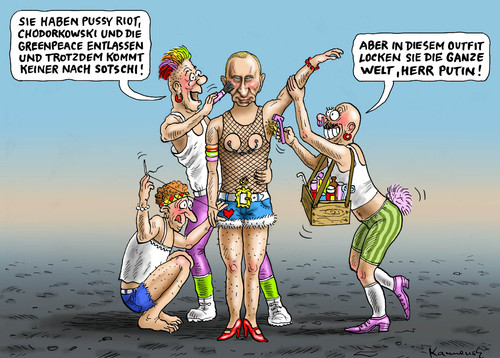 Cartoon: Putin und Sotschi (medium) by marian kamensky tagged putin,sochi,winter,olympia,homophobie,putin,sochi,winter,olympia,homophobie