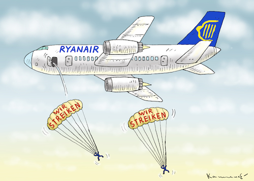 Cartoon: RYANAIR STREIKT (medium) by marian kamensky tagged ryanair,streikt,ryanair,streikt