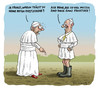 Cartoon: Papst trifft Papst (small) by marian kamensky tagged papstrücktritt,benedikt,vatikan,katholische,kirche,konklave,papstwahl,franciskus
