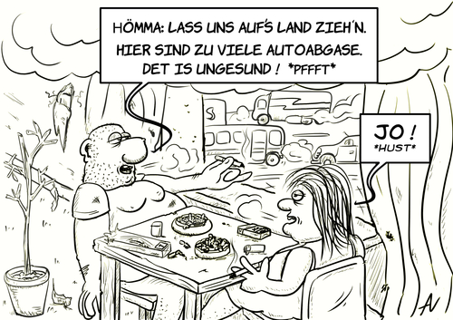 Cartoon: Abgase (medium) by Andreas Vollmar tagged rauchen,raucher,abgase,verkehr,gesundheit