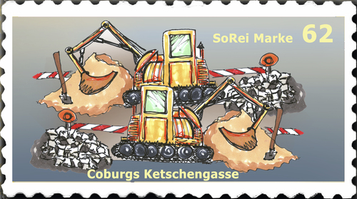 Cartoon: Briefmarke Coburg 6 (medium) by SoRei tagged regional,insider,briefmarke,ketschengasse,coburg