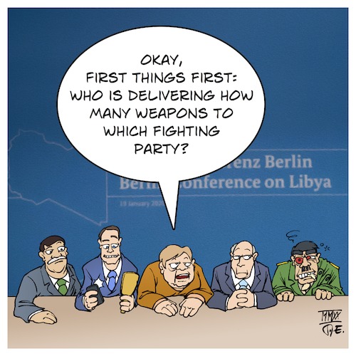 Cartoon: Conference on Libya (medium) by Timo Essner tagged libya,conference,berlin,war,peace,armistice,weapons,embargo,export,soldiers,peacekeeping,missions,uno,germany,france,russia,turkey,middle,east,cartoon,timo,essner,libya,conference,berlin,war,peace,armistice,weapons,embargo,export,soldiers,peacekeeping,missions,uno,germany,france,russia,turkey,middle,east,cartoon,timo,essner