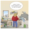Cartoon: Abwasch-App (small) by Timo Essner tagged küche,single,jugendliche,jugendwohnung,junggeselle,schlonz,ranzer,abwaschen,müll,dreck,schmutz,geschirr,flaschen,altglas,pfandgut,abwasch,machen,geschirrspüler,apps,appstore,smartphone,handy,cartoon,timo,essner