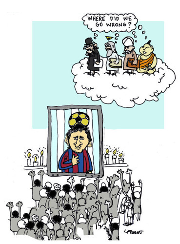 Cartoon: Messi...ah (medium) by Carma tagged futball,god,messi,religion