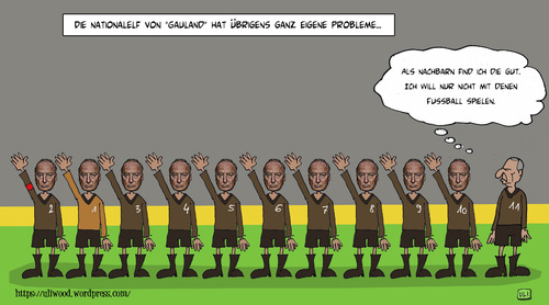 Cartoon: Gauländer Nationalelf (medium) by Uliwood tagged medien,em,fußball,sport,politik,nachbarschaft,boateng,jerome,afd,gauland,alexander