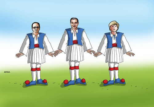 Cartoon: greektance (medium) by Lubomir Kotrha tagged greece,eu,referendum,syriza,tsipras,ecb,euro,merkel,hollande