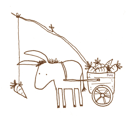 Cartoon: Alltagstrott. (medium) by puvo tagged alltag,daily,arbeit,work,esel,donkey,pack,burden,beast,fishing,rod,carriage,karren,last,lasttier,möhre,carrot,angel,routine,grind
