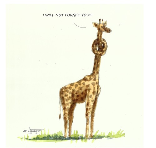 Cartoon: I will not forget you! (medium) by Jori Niggemeyer tagged cartoon,joricartoon,niggemeyer,karikatur,desire,forget,remind,africa,giraffe
