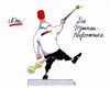 Cartoon: christoph harting (small) by Andreas Prüstel tagged olympia,rio,diskuswerfen,christoph,harting,olympiasieger,siegerehrung,nationalhymne,performance,cartoon,karikatur,andreas,pruestel