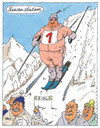 Cartoon: riesenslalom (small) by Andreas Prüstel tagged skisport,slalom,wettkampf,riesenslalom,riese,wintersport,hochgebirge