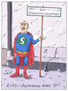 Cartoon: superman 75 (small) by Andreas Prüstel tagged superman,geburtstag,jubiläum,comic,held,hero,berlin,sbahn,schienenersatzverkehr,minijob,altersarmut,senioren,cartoon,karikatur,andreas,prüstel