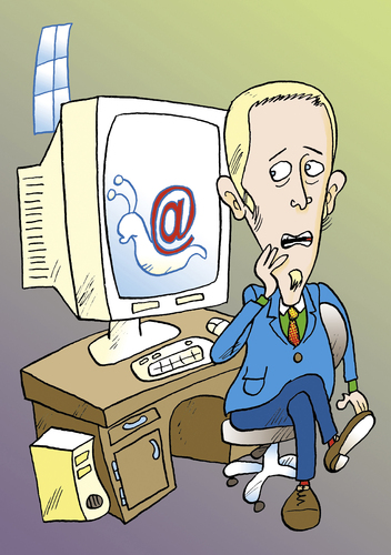 Cartoon: Computer (medium) by astaltoons tagged internet,langsam,email,user,isdn,dsl,modem,computer,warten