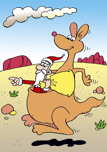 Cartoon: Weihnachten (medium) by astaltoons tagged weihnachten,weihnachtsmann,känguru,hüpfen,australien