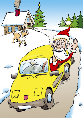 Cartoon: Weihnachten (medium) by astaltoons tagged weihnachten,weihnachtsmann,rentier,urlaub,auto,geschenke,tannenbaum,ersatz,tausch