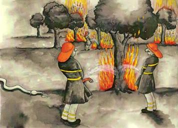 Cartoon: fireman and drought (medium) by menekse cam tagged drought