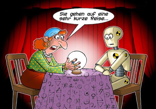 Cartoon: Bei der Wahrsagerin (medium) by Chris Berger tagged crash,test,dummie,wahrsagerin,fortune,teller,hellseherin,crash,test,dummie,wahrsagerin,fortune,teller,hellseherin
