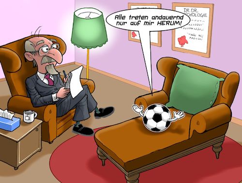 Cartoon: Beim Psychodoc (medium) by Chris Berger tagged ball,psychiater,depression,couch,treten,ball,psychiater,depression,couch,treten