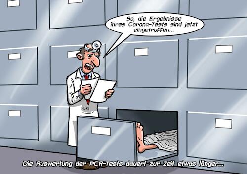 Cartoon: PCR Test (medium) by Chris Berger tagged corona,omikron,delta,covid,test,pcr,pandemie,todesopfer,krankheit,corona,omikron,delta,covid,test,pcr,pandemie,todesopfer,krankheit