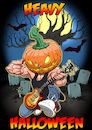 Cartoon: Heavy Halloween (small) by Chris Berger tagged heavy,metal,rock,roll,rocker,halloween,pumpkin,kürbis,friedhof,graveyard