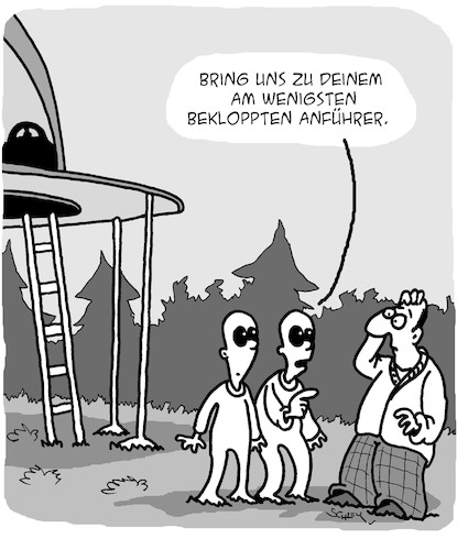 Cartoon: Aliens!! (medium) by Karsten Schley tagged aliens,anführer,menschheit,ausserirdische,politik,intelligenz,erde,weltraum,aliens,anführer,menschheit,ausserirdische,politik,intelligenz,erde,weltraum