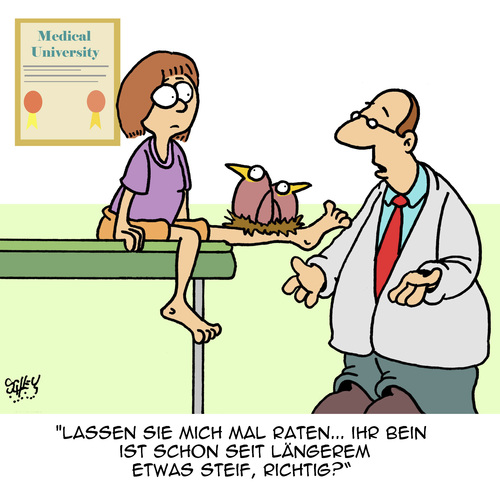 Cartoon: Beim Arzt (medium) by Karsten Schley tagged gesundheit,patienten,ärzte,medizin,knochen,körper,tiere,vögel,gesundheit,patienten,ärzte,medizin,knochen,körper,tiere,vögel