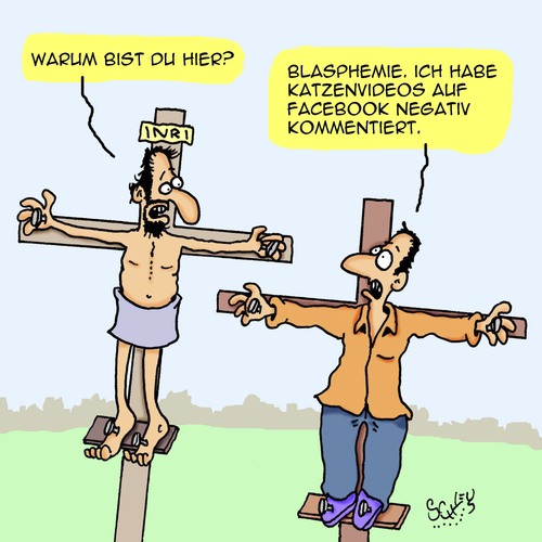 Cartoon: Blasphemie??!! (medium) by Karsten Schley tagged religion,blasphemie,facebook,computer,internet,katzenvideos,technik,religion,blasphemie,facebook,computer,internet,katzenvideos,technik