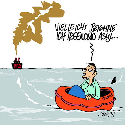 Cartoon: Das Boot (medium) by Karsten Schley tagged afd,asyl,deutschland,rassismus,rechtsextremismus,populismus,frauke,petry,führungsstil,politik,afd,asyl,deutschland,rassismus,rechtsextremismus,populismus,frauke,petry,führungsstil,politik