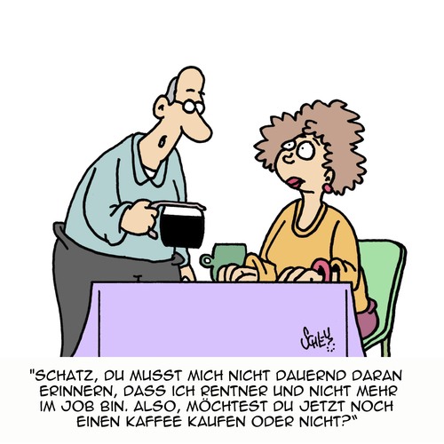 Cartoon: ENDLICH in Rente!!! (medium) by Karsten Schley tagged rente,pension,liebe,familie,ehe,beziehungen,arbeit,jobs,rente,pension,liebe,familie,ehe,beziehungen,arbeit,jobs