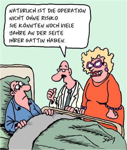Cartoon: RISIKO!!! (medium) by Karsten Schley tagged operationen,medizin,risiken,ärzte,patienten,ehe,beziehungen,männer,frauen,gesundheit,operationen,medizin,risiken,ärzte,patienten,ehe,beziehungen,männer,frauen,gesundheit