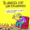 Cartoon: Flasche leer (small) by Karsten Schley tagged alter,rente,altersarmut,geld,einkommen,soziales,arbeit,kapitalismus,ausbeutung,lebensabend,flaschenpfand,recycling