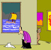 Cartoon: Im Museum (small) by Karsten Schley tagged museum,kultur,bildung,kunst,tiere,haustiere,hunde,gesellschaft,deutschland,seefahrt