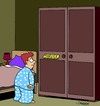 Cartoon: Kleiderschrank (small) by Karsten Schley tagged kinder,jugend,träume,alpträume,monster,horror,nacht,schlaf,schlafen,schlaflosigkeit
