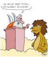 Cartoon: Klingelt was? (small) by Karsten Schley tagged religion,10,gebote,tod,leben,paradies,himmel,natur,raubtiere,petrus,jagd