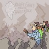 Cartoon: Letztens in einer Höhle... (small) by Karsten Schley tagged geschichte,prähistorisch,steinzeit,forschung,anthropologie,wissenschaft,werbung,verkaufen,business,wirtschaft