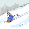 Cartoon: Ski Abfahrt (small) by Karsten Schley tagged sport,ski,wintersport,skilaufen,abfahrt,frankreich,baguette,berge,winter,schnee,olympia,winterspiele
