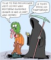 Cartoon: Vaccination (small) by Karsten Schley tagged covid19,coronavirus,vaccination,sante,politique,mort,opposants,societe