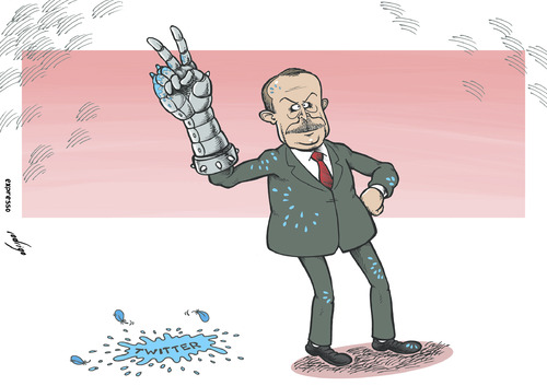 Cartoon: Erdo gun (medium) by rodrigo tagged information,communication,media,freedom,liberty,democracy,oppression,twitter,campaign,elections,local,turkey,erdogan