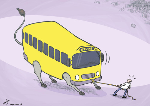Cartoon: Public transport strike (medium) by rodrigo tagged public,transport,bus,strike,work,drivers,protest