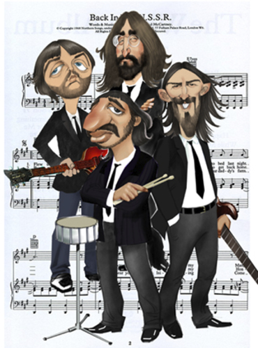 Cartoon: The Beatles (medium) by Nenad Vitas tagged rock,and,roll,music,liverpool,georh,john,paul,ringo