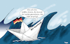 Cartoon: Modellversuch Saarland (small) by Fish tagged saarland,modellversuch,merkel,cdu,dritte,welle,papierschiffchen,faltboot,armin,laschet