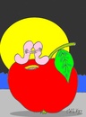 Cartoon: good night (small) by yasar kemal turan tagged good,night,founded,apple,worm,love