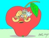 Cartoon: marriage (small) by yasar kemal turan tagged marriage,apple,worm,love,founded