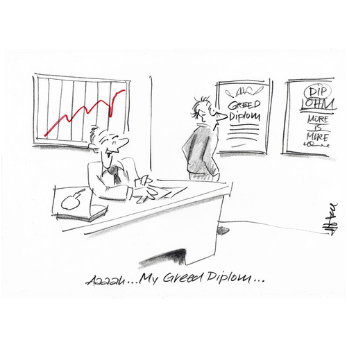 Cartoon: Greed Diplom (medium) by helmutk tagged business