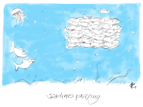 Cartoon: Praying Sardines (medium) by helmutk tagged nature