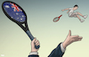 Cartoon: Serve. (small) by Tjeerd Royaards tagged djokovic,tennis,australia,visum,novak,revoked
